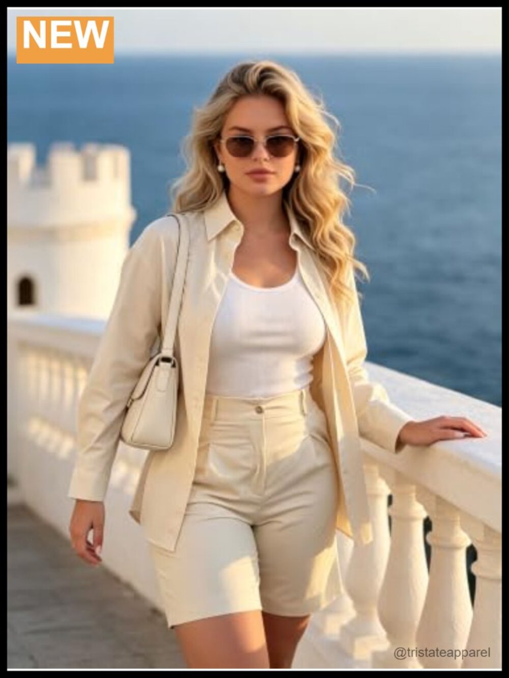 2 Piece Shirt Outfit Long Sleeve Button Down Top High Waisted Shorts Set - Picture 5 of 6